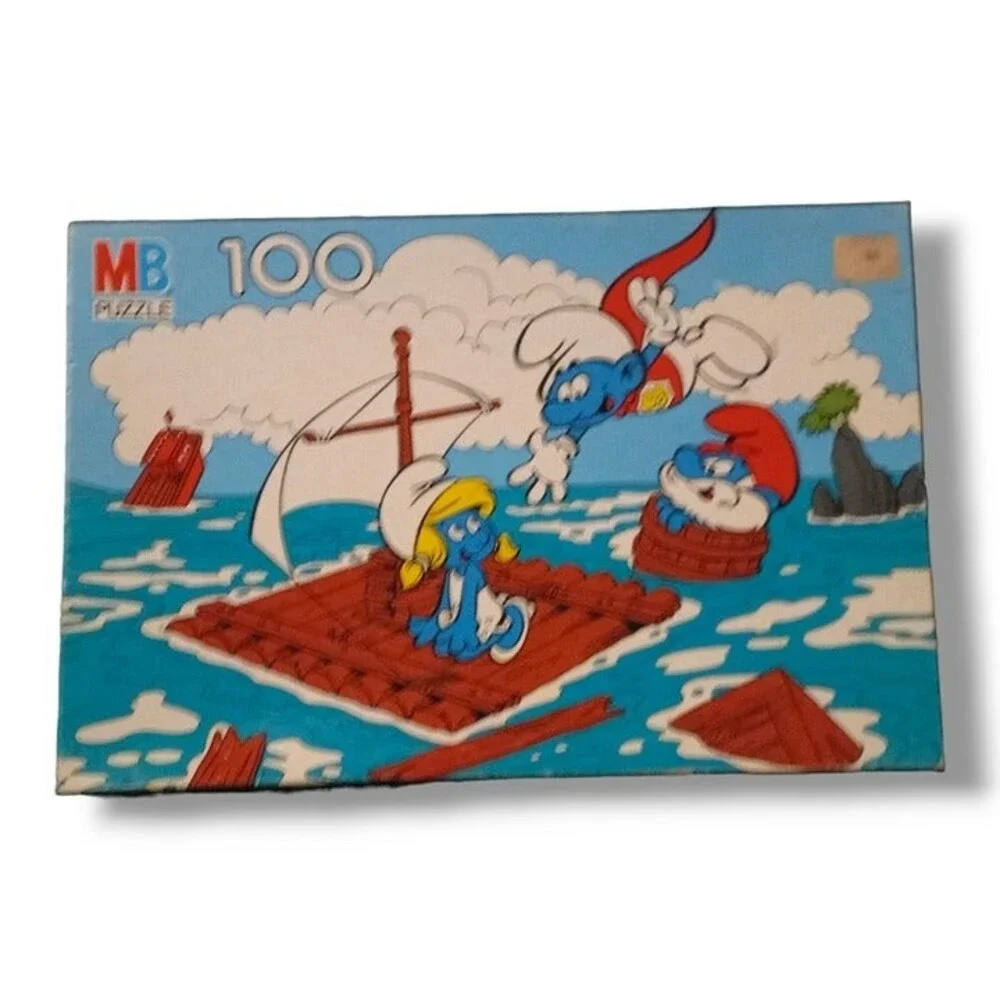 Milton Bradley Smurf Jigsaw Puzzle-Vintage-41906-100 Pieces-Smurfette-Complete
